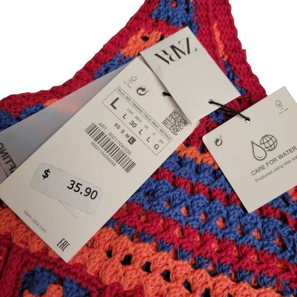 Zara NEW Colorful Granny Square Crochet Cotton Lightweight Tank Top Grandmacore - Picture 6 of 11